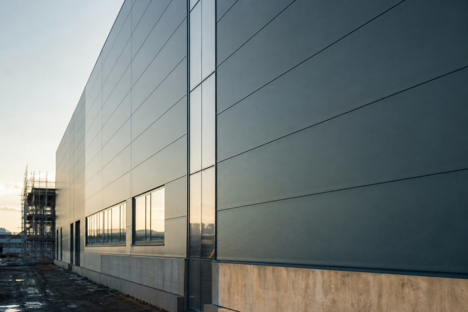 Metallfassade — Symbolbild für präzise Angebotskalkulation im Dach- und Fassadenbau